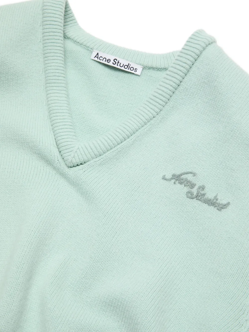 Acne Studios Sweater met geborduurd logo en V-hals Groen