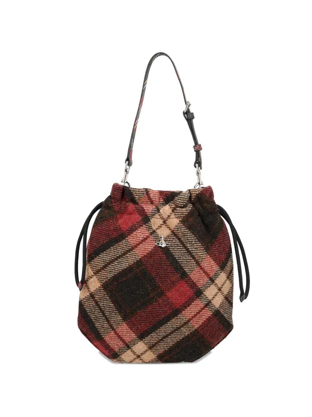 Vivienne Westwood tartan-pattern drawstring clutch bag - Rosso