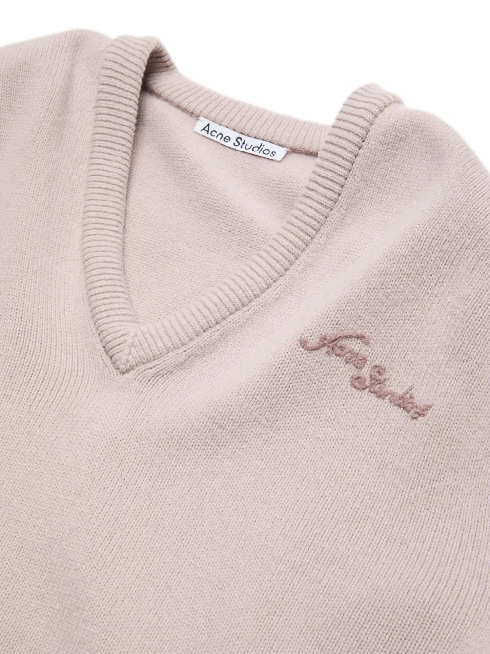 Acne Studios V-neck Embroidered Sweater In White