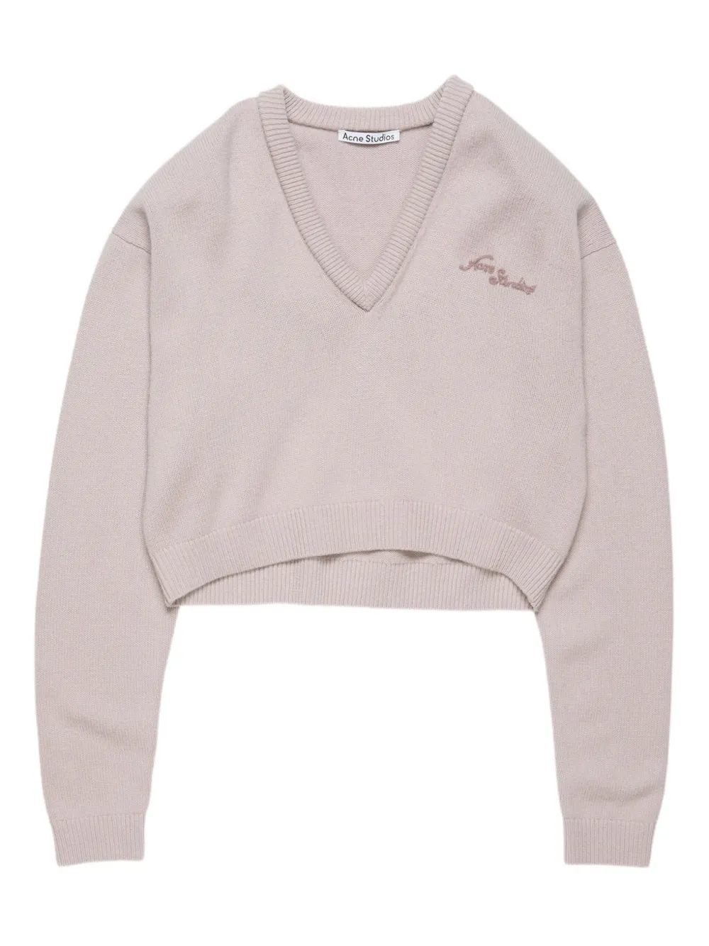 Acne Studios V-neck Embroidered Sweater In White