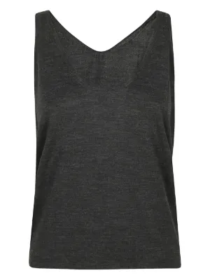 MM6 Maison Margiela Ribbed Jersey Tank Top | Black | FARFETCH