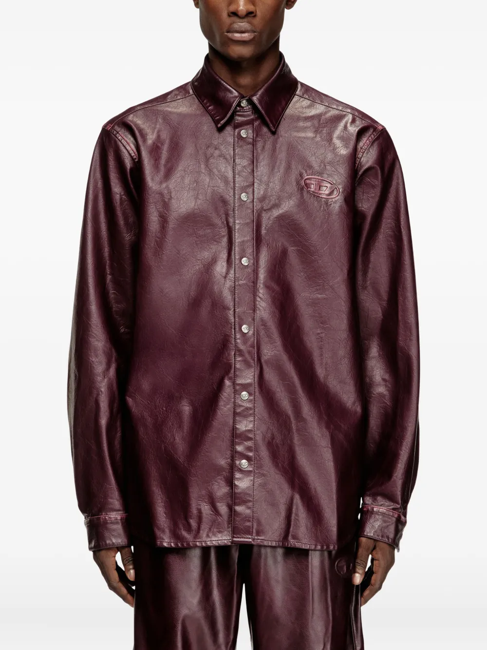 Diesel Fr-S-Simply overhemd met logo-reliëf Paars