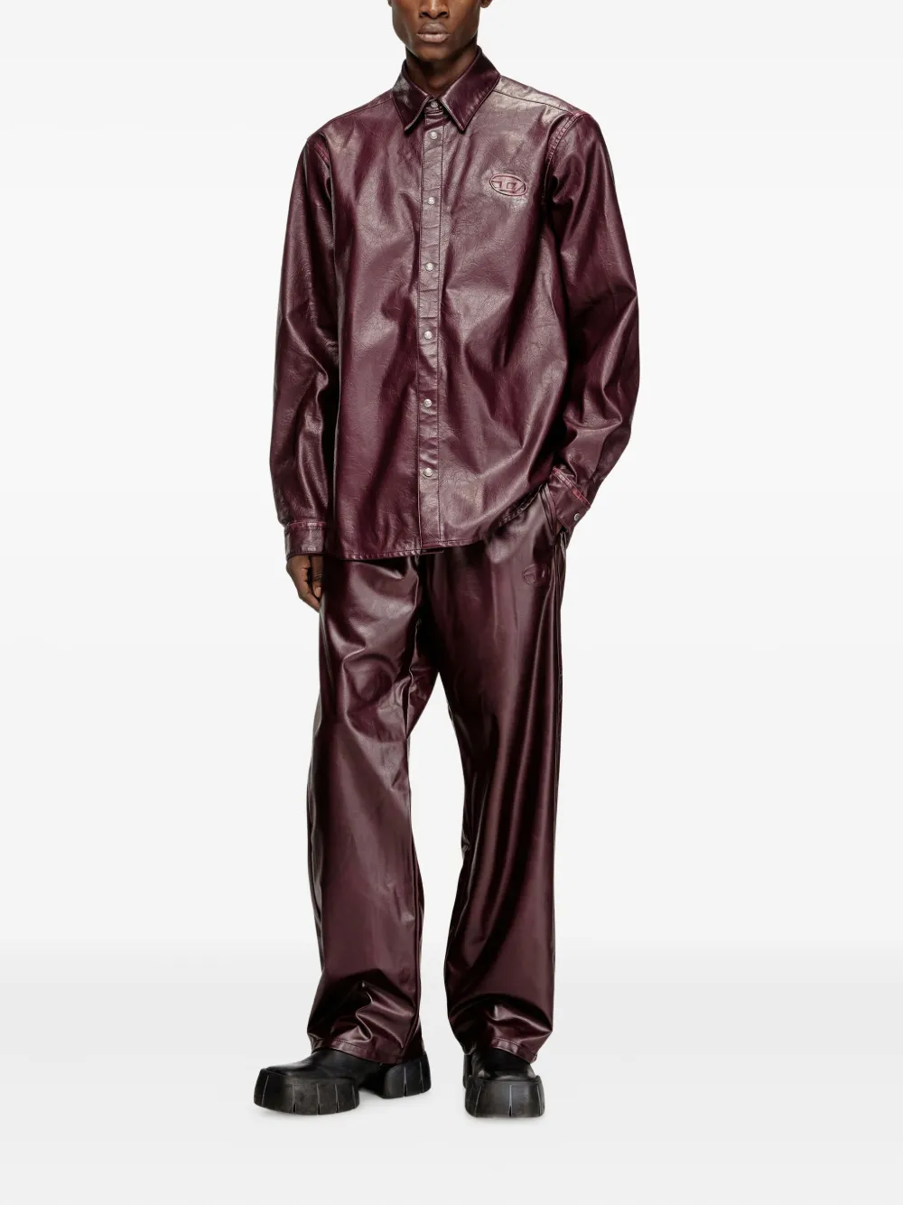 Diesel Fr-S-Simply overhemd met logo-reliëf - Paars