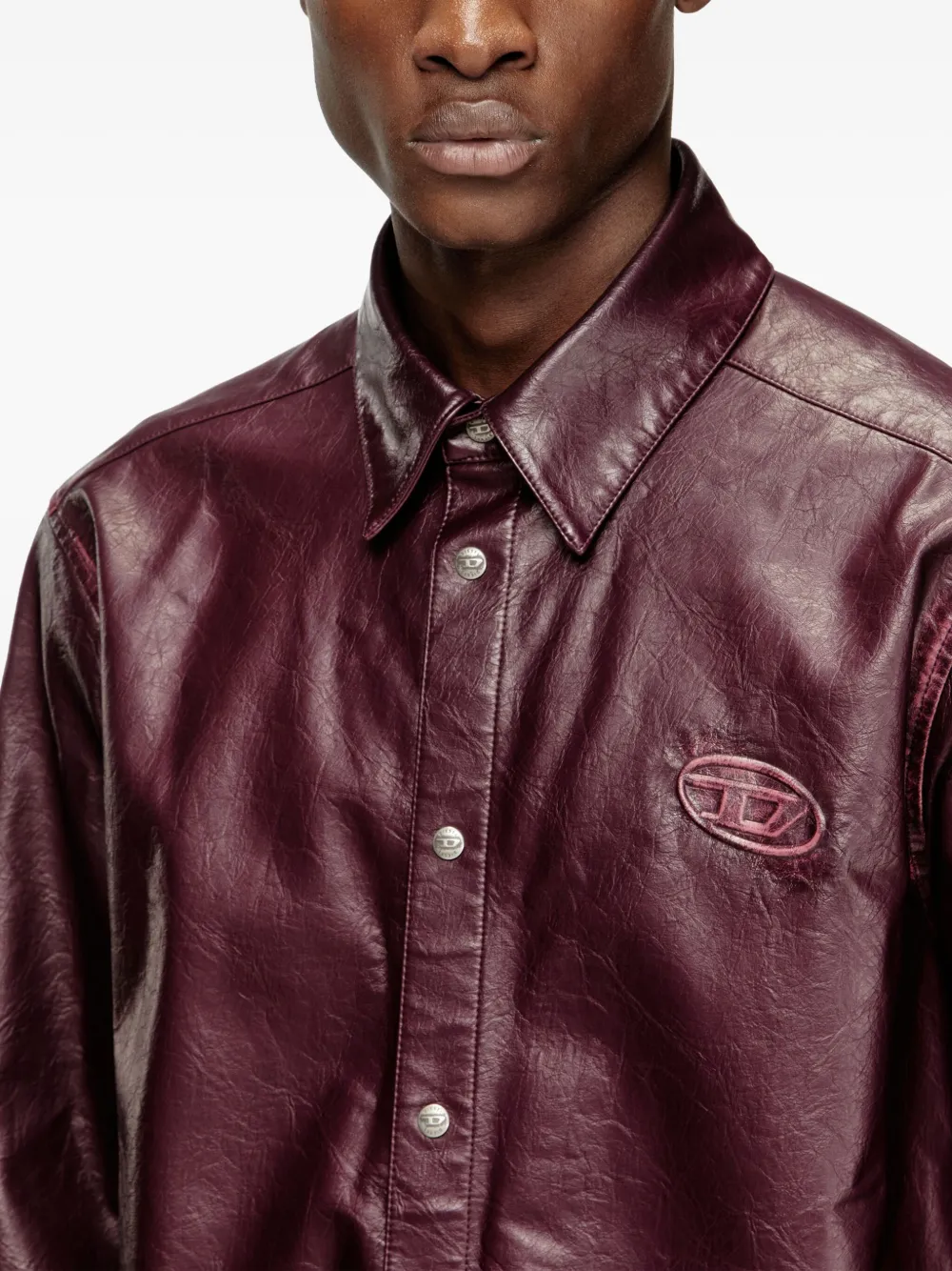 Diesel Fr-S-Simply overhemd met logo-reliëf Paars