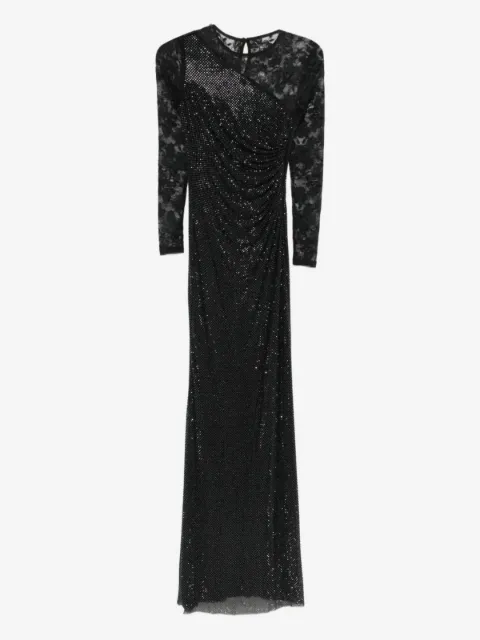 Self-Portrait rhinestone-embellished long-sleeve maxi dress