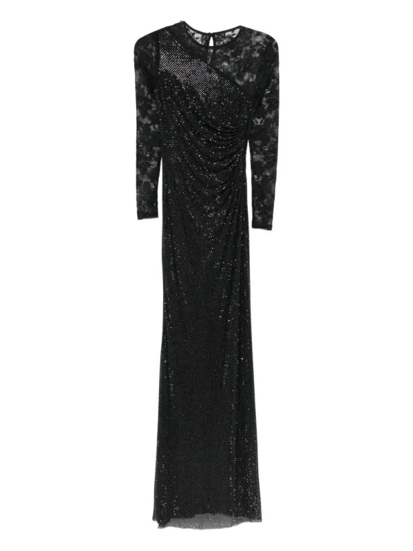 black rhinestone dress long sleeve Self-Portrait Lace and june-sale-all Women's London Times White Size:48W perfect for winter occasions