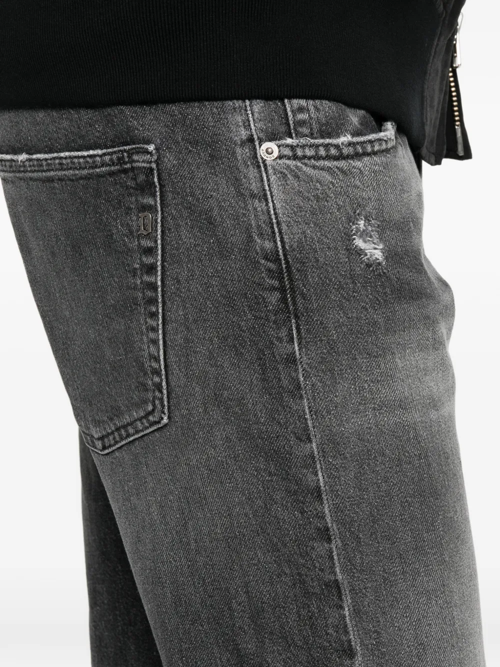 Dondup Icon Distressed Five-pockets Jean In Gray