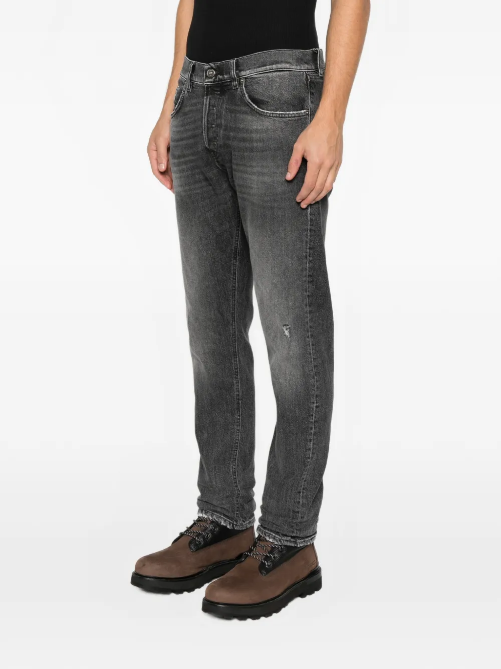 Dondup Icon Distressed Five-pockets Jean In Gray