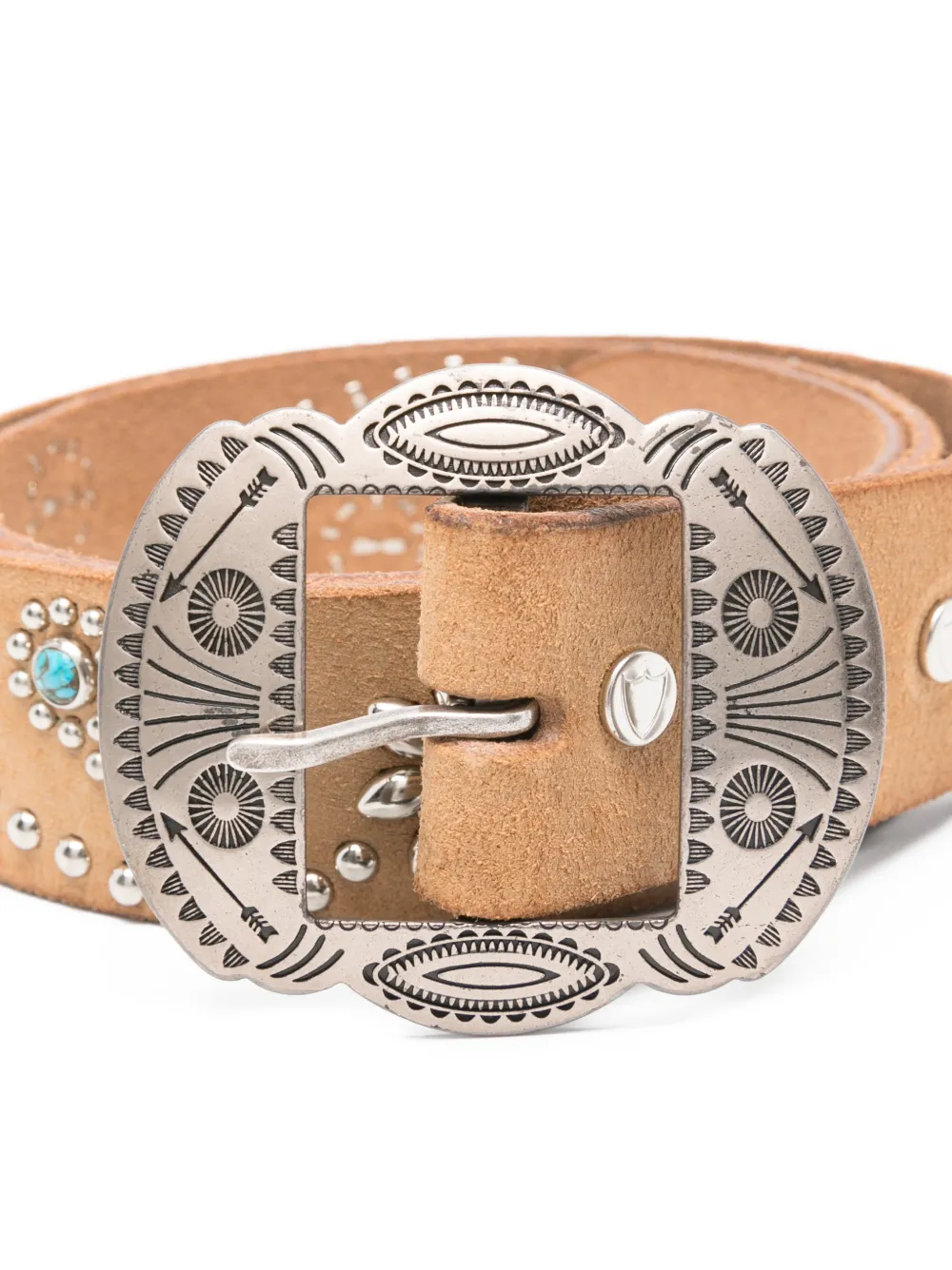 Htc Los Angeles Rosamond Studded Leather Belt In Brown