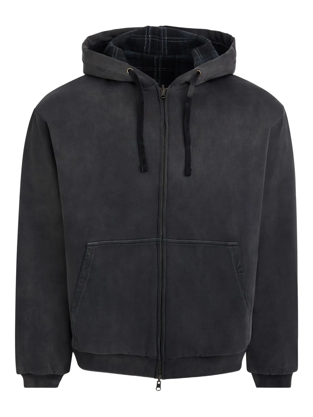 Guess Usa Plaid Zip Sweatshirt In Gray