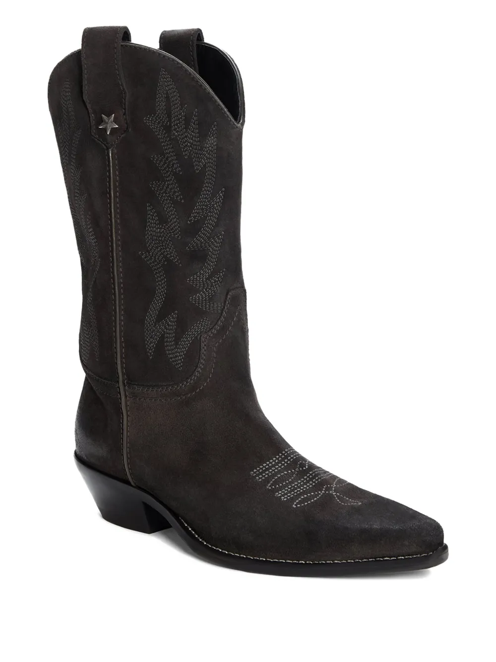 Guess Usa Star Embroidered Boots In Gray