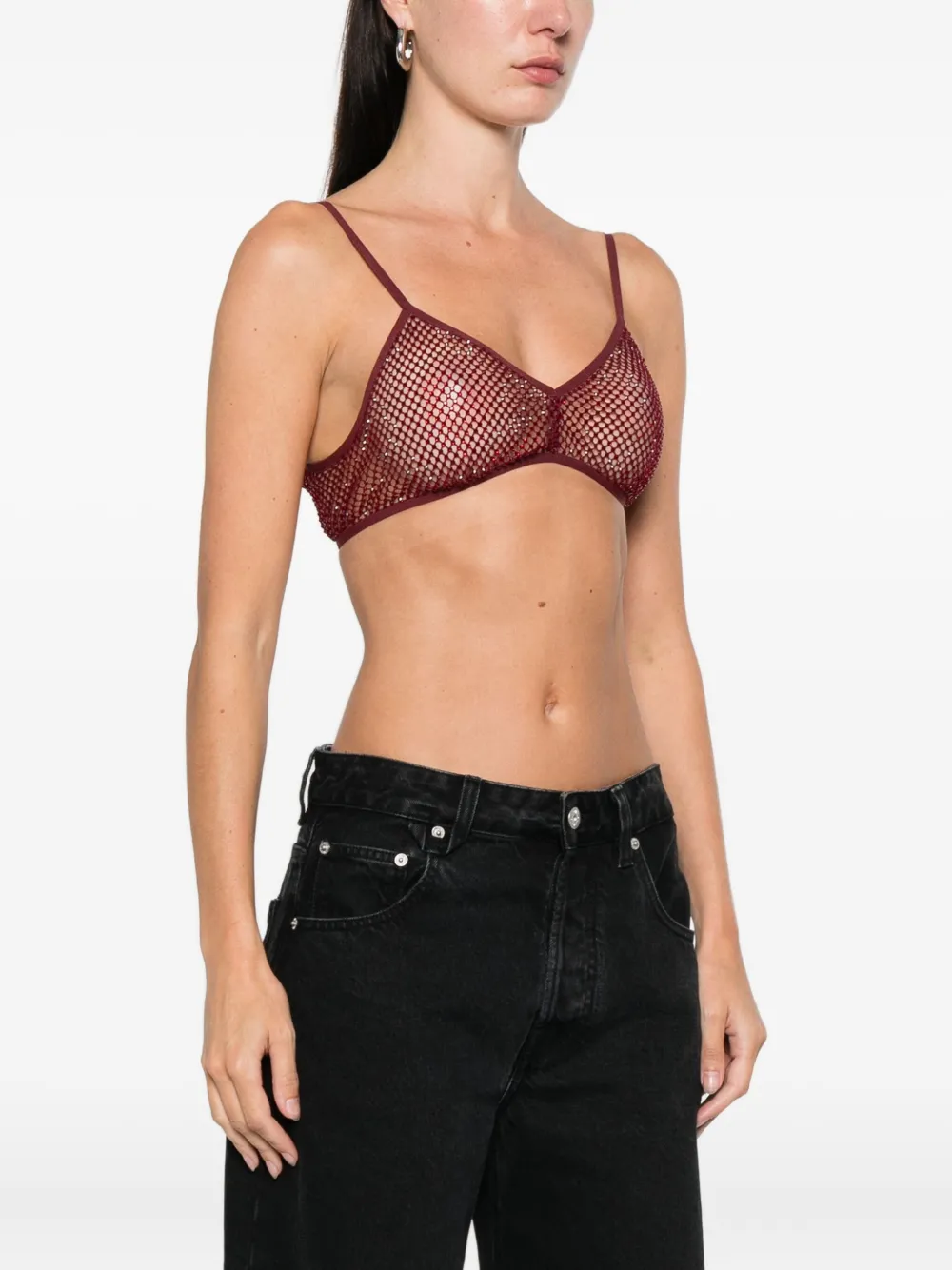 Genny Sheer Mesh Triangle Cup Bra In Red