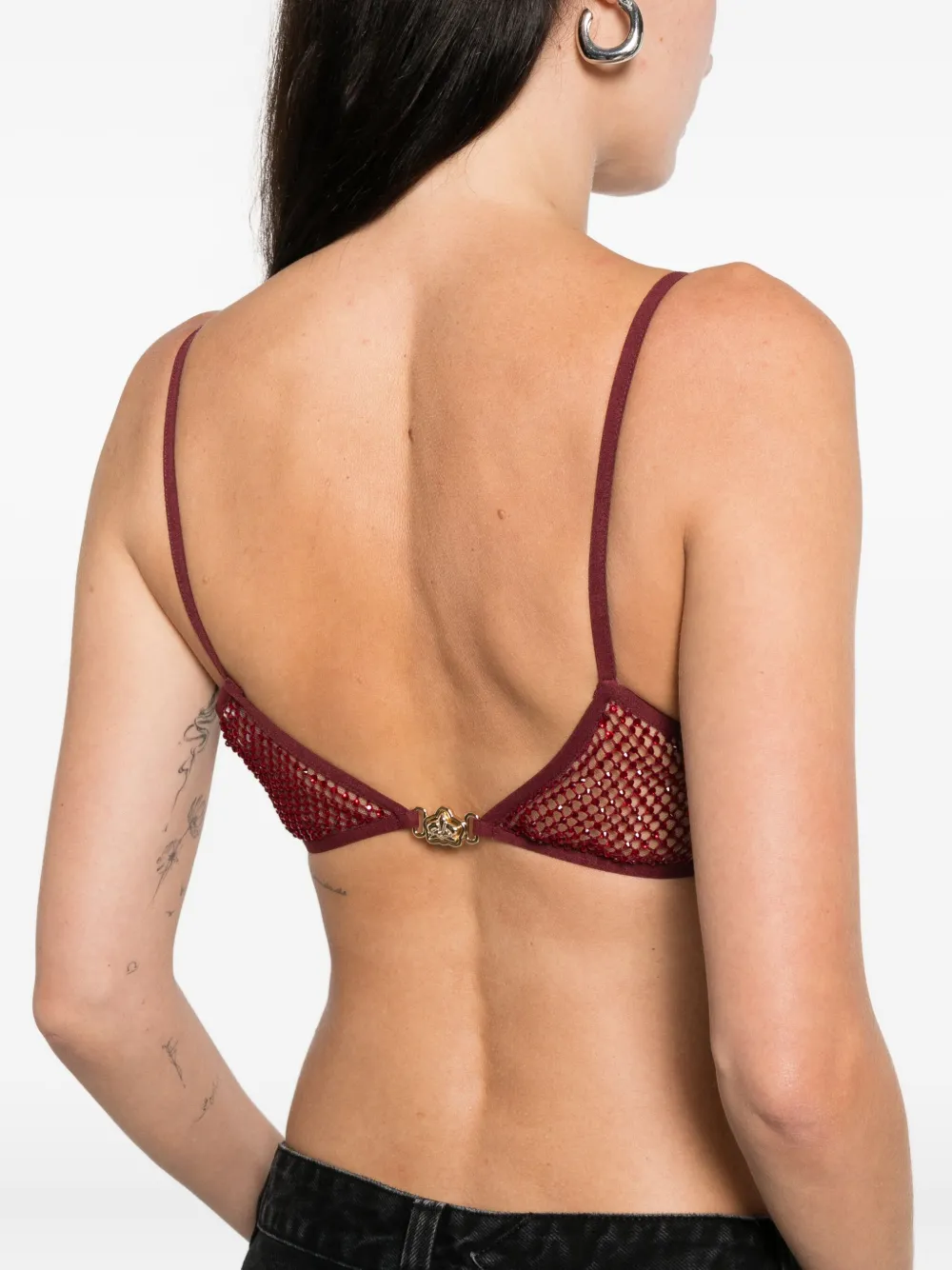 Genny Sheer Mesh Triangle Cup Bra In Red
