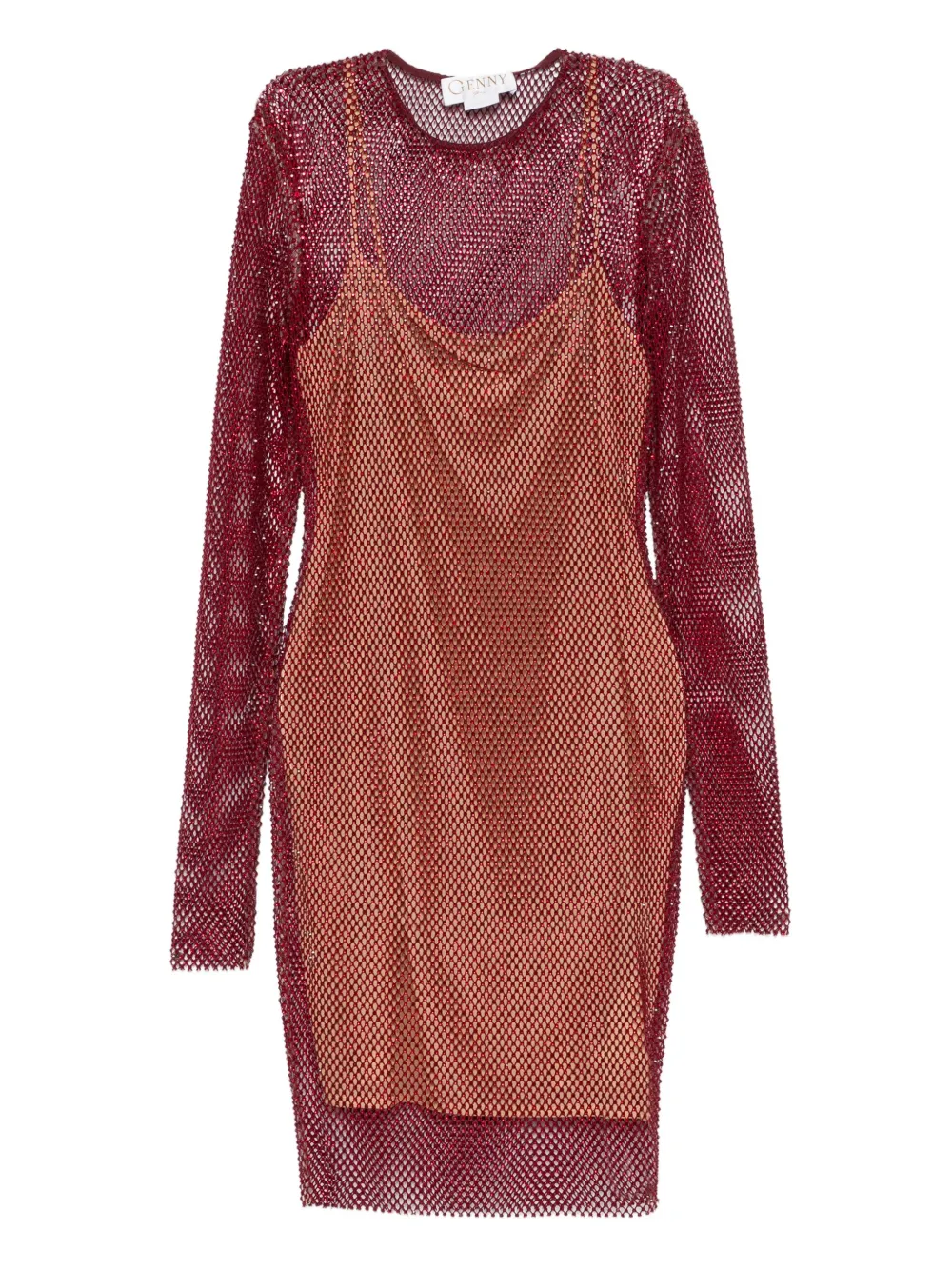 Genny long-sleeve net mini dress | Red | Image 1