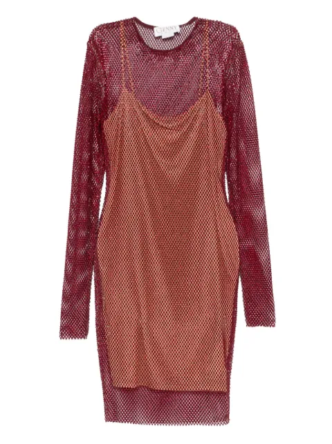 Genny long-sleeve net mini dress