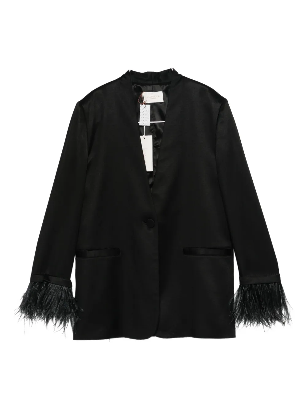 Montedoro feather-trim pocket blazer - Nero