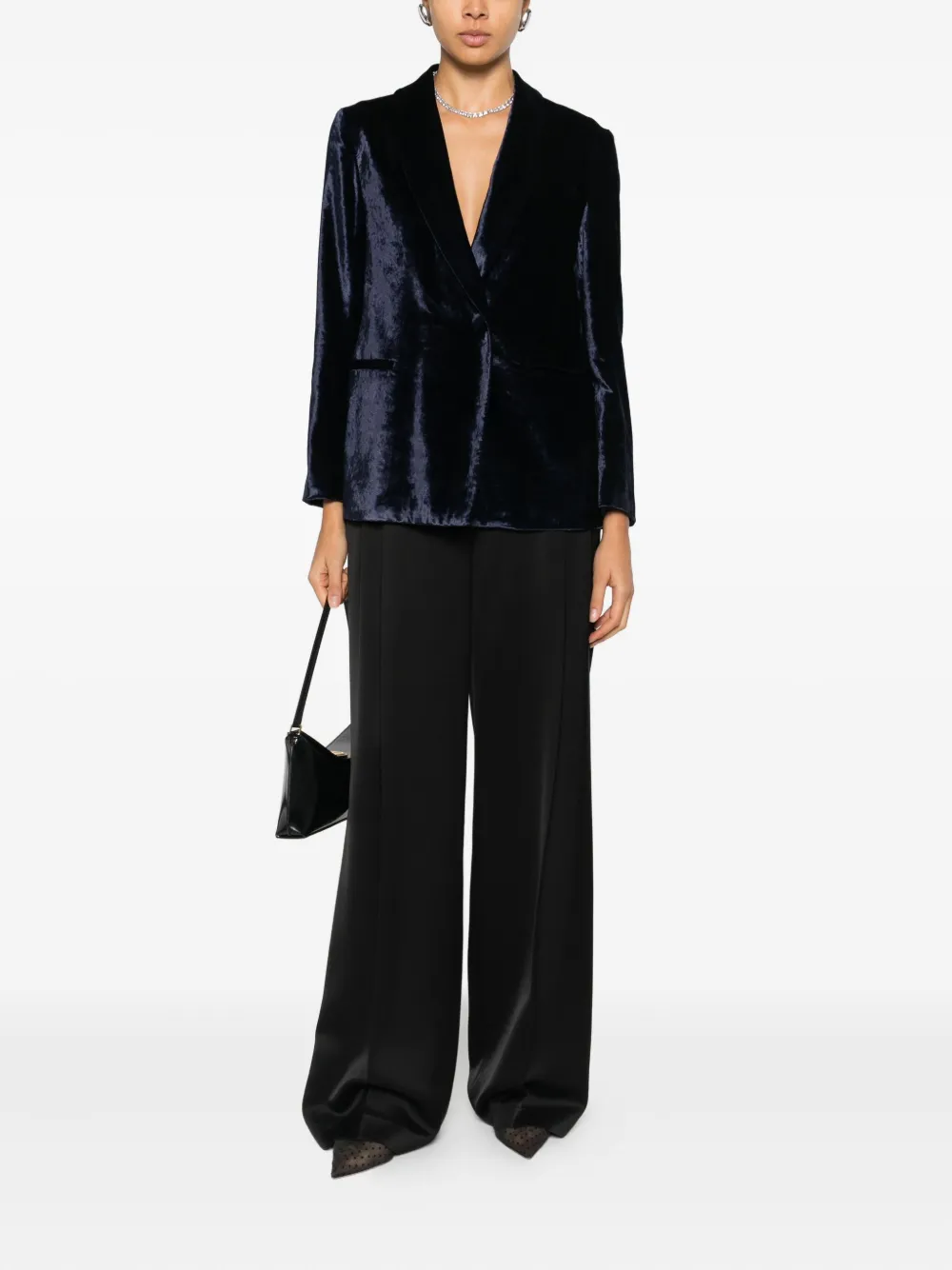 Montedoro Pocket Velvet Blazer In Blue