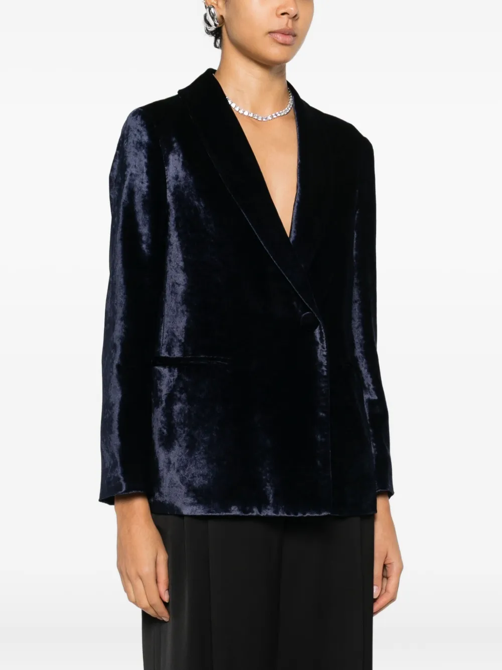 Montedoro Pocket Velvet Blazer In Blue