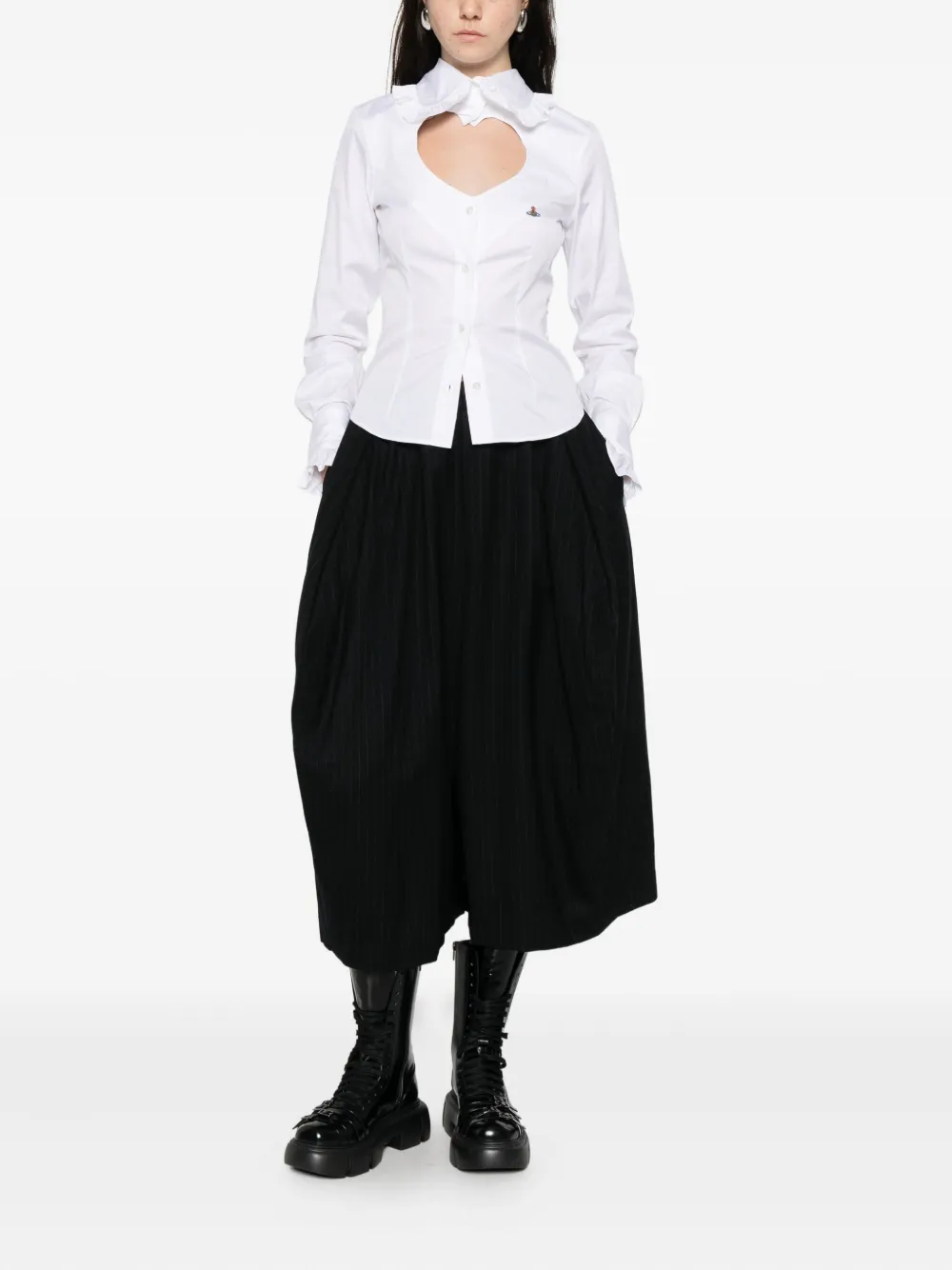 Comme Des Garçons Pinestripe Wide-leg Trousers In Black