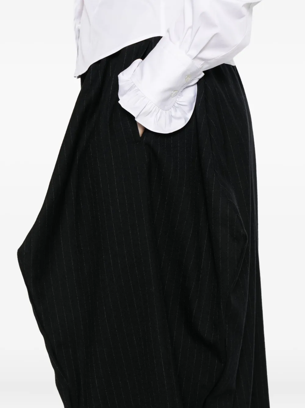 Comme Des Garçons Pinestripe Wide-leg Trousers In Black