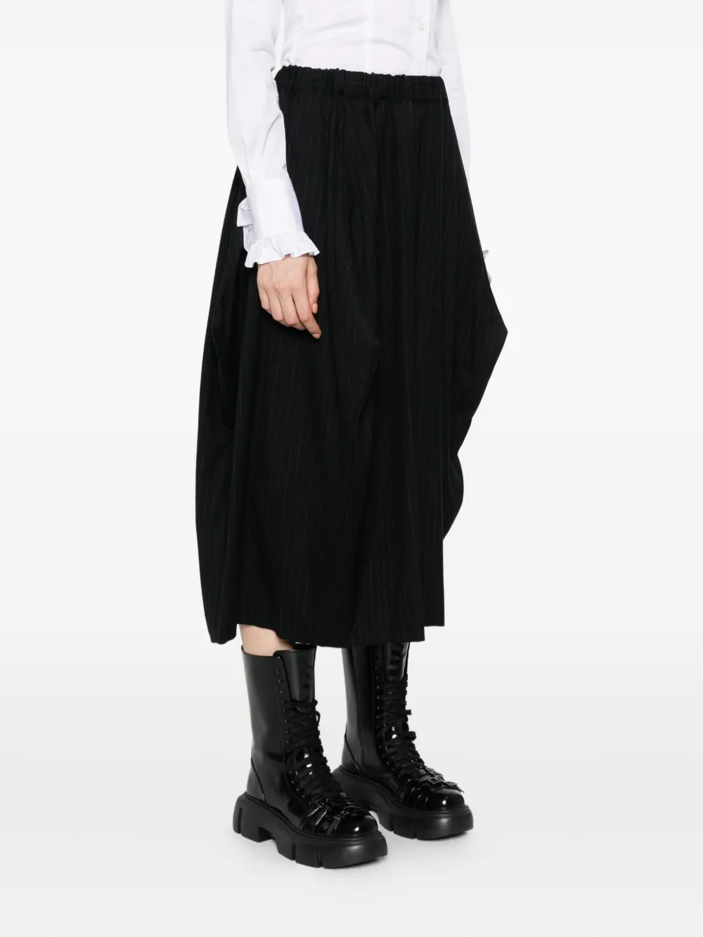 Comme Des Garçons Pinestripe Wide-leg Trousers In Black