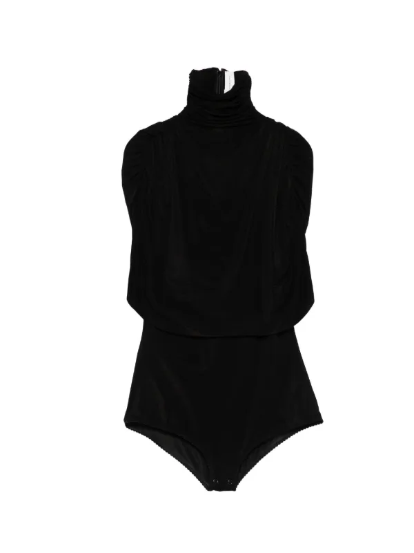 Magda Butrym Draped High-neck Bodysuit in Black
