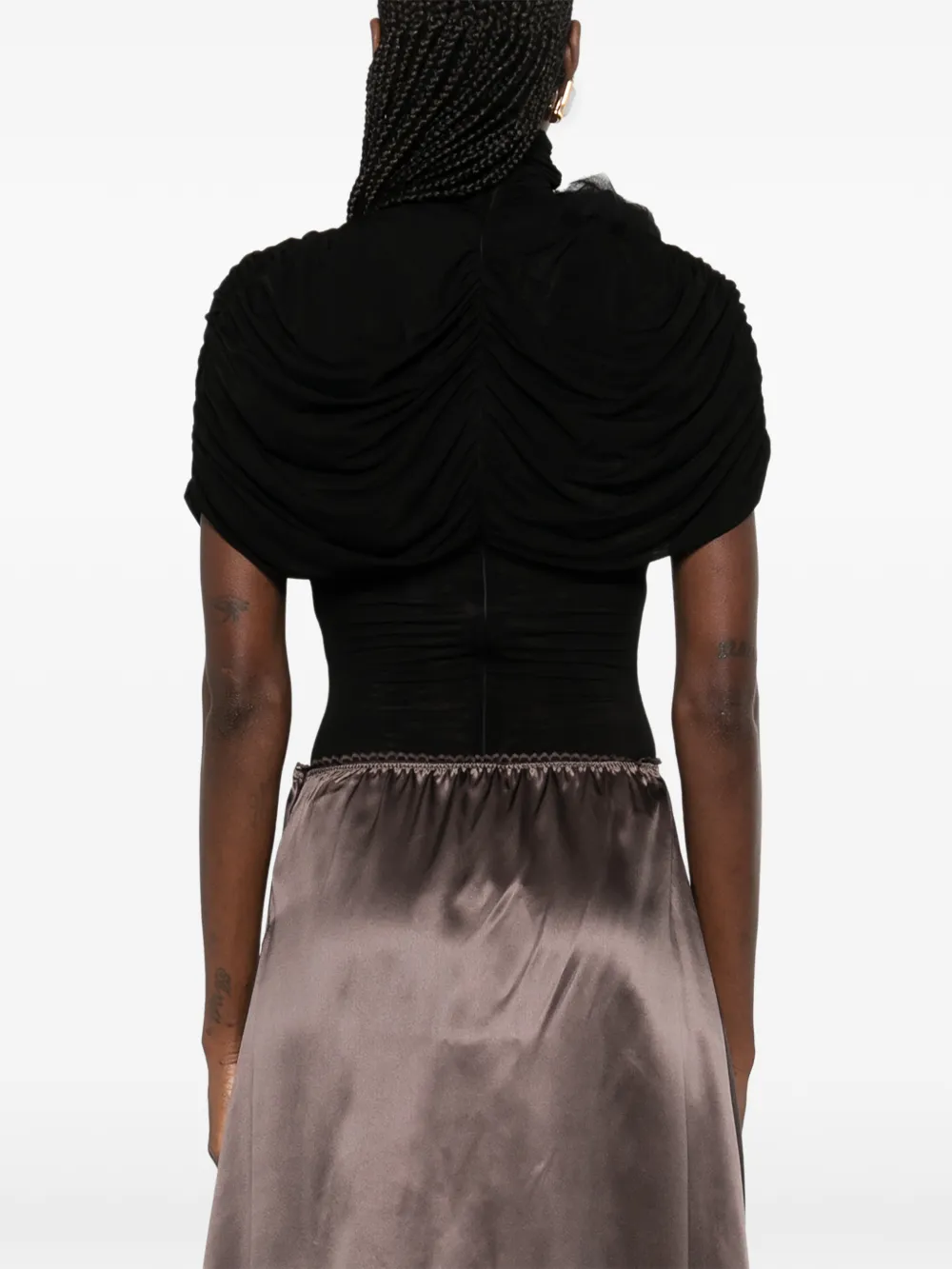Draped High-Neck Bodysuit