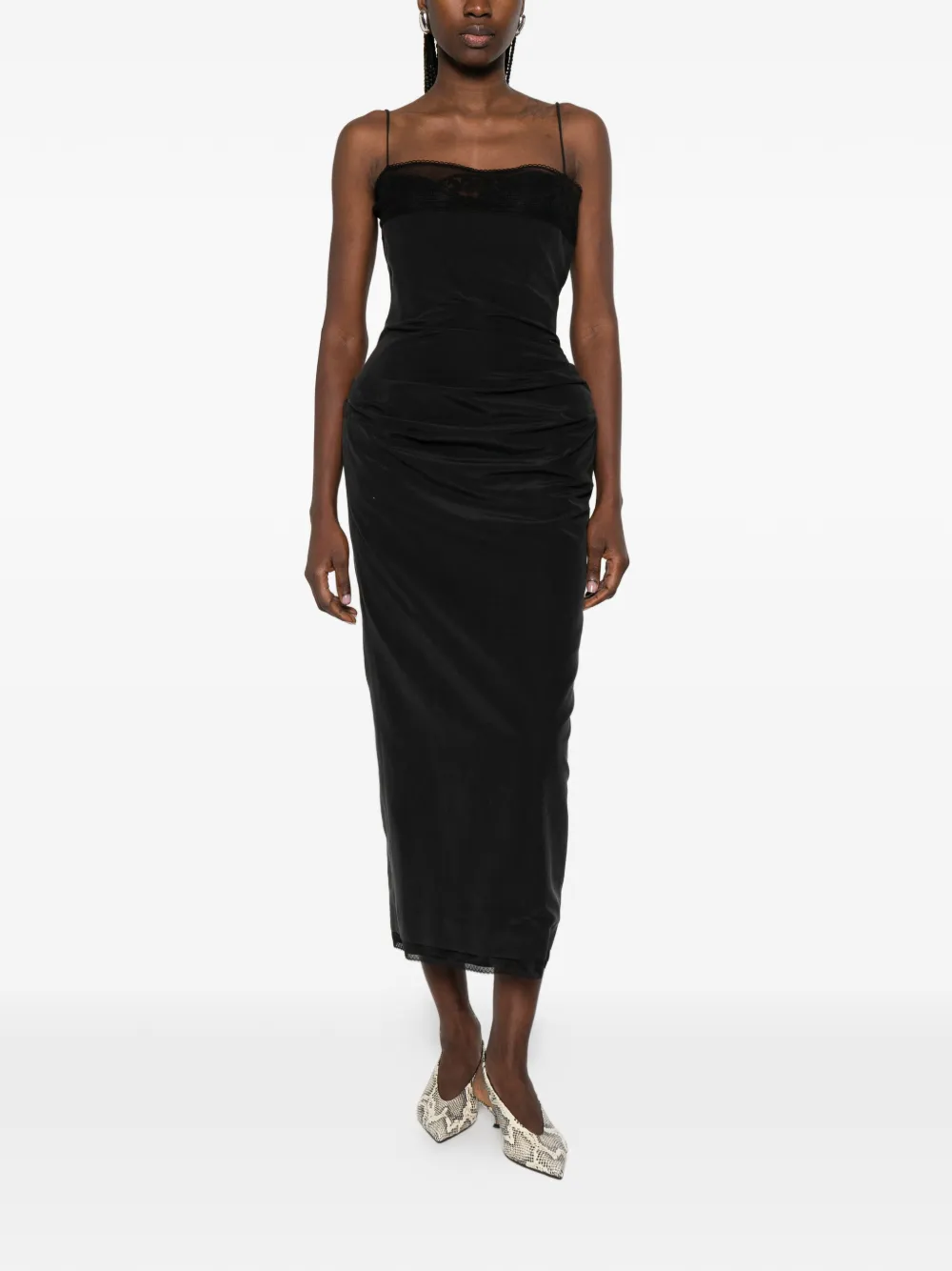 Lace-Trim Midi Dress