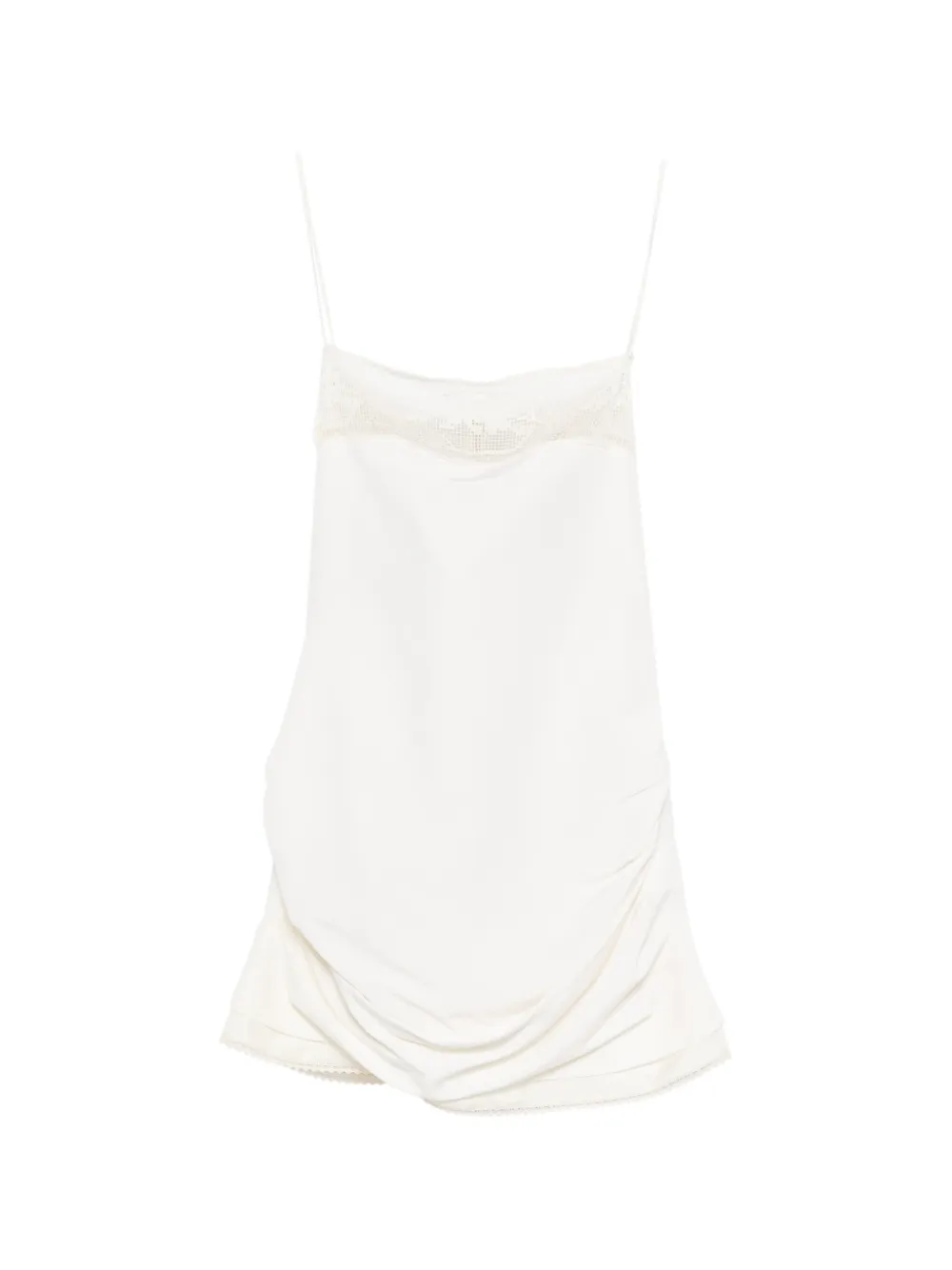 Magda Butrym lace-trim gathered mini dress - Bianco