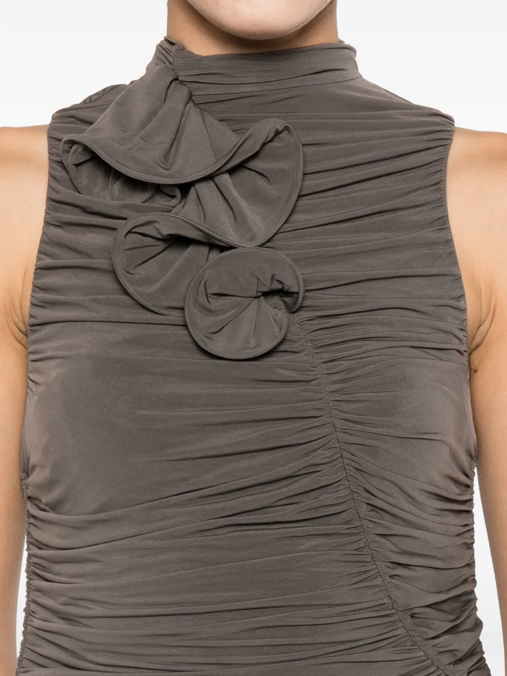 Magda Butrym Ruffled Mini Dress in Brown, view 5
