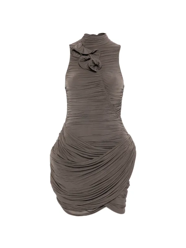 Magda Butrym Ruffled Mini Dress in Brown