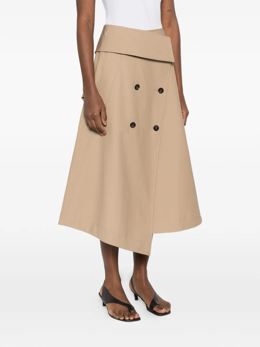  Róhe Asymmetric Double-layer Midi Skirt - Neutrals 