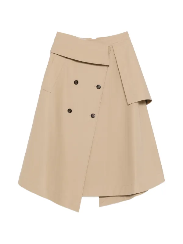 Róhe Asymmetric Double-layer Midi Skirt in Neutrals