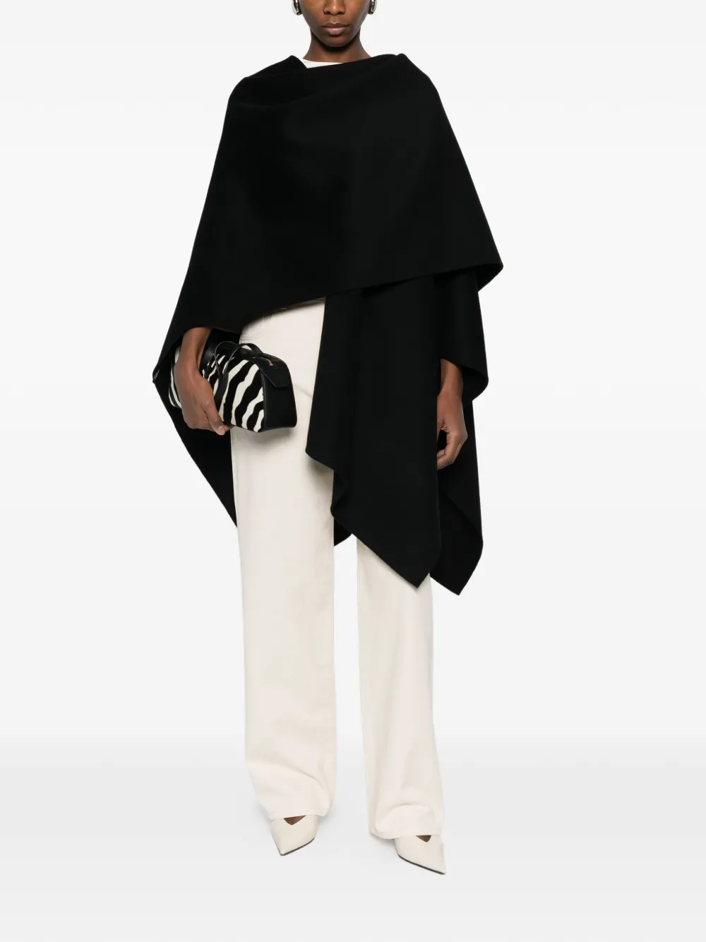  Róhe Double-faced Poncho - Black 