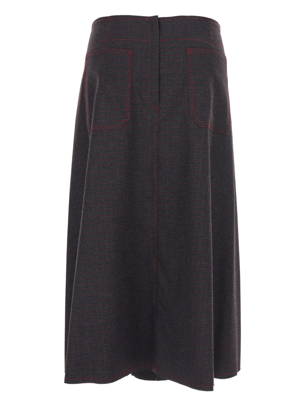Merci Contrasting Stitching Patch Pocket Midi Skirt In Blue