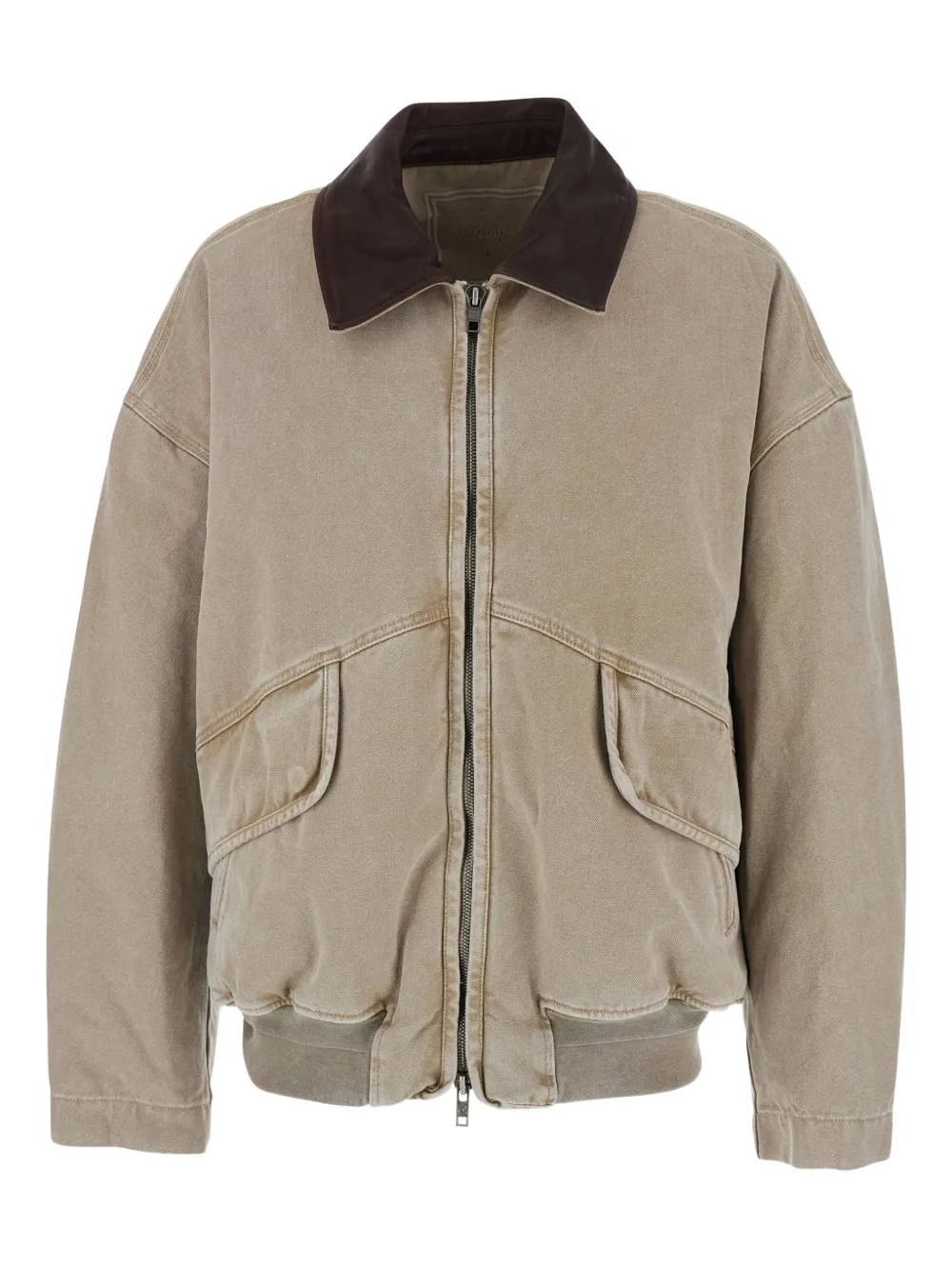 Wooyoungmi contrasting collar distressed jacket | Neutrals | Image 1