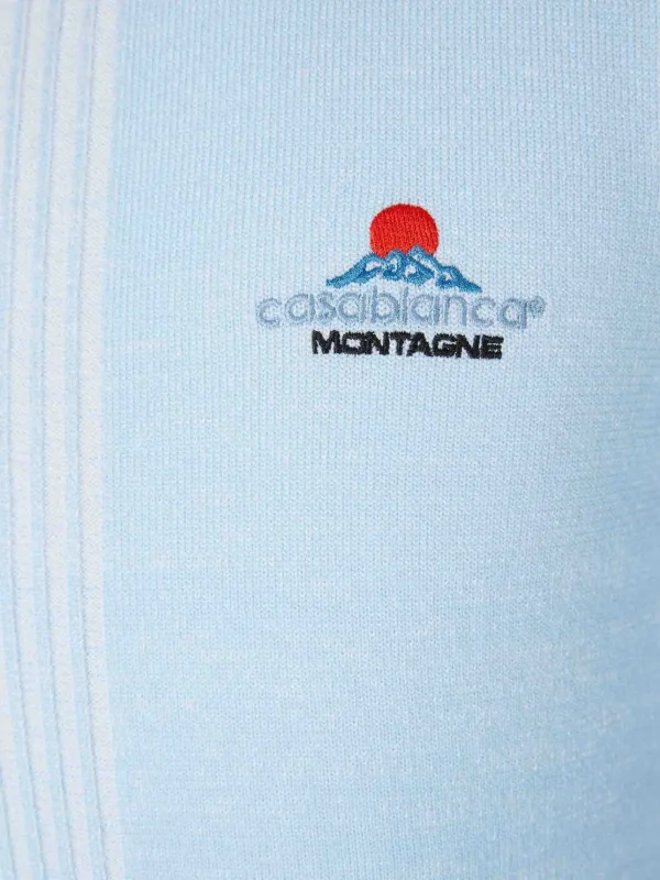 Casablanca Zip Embroidered Cardigan | Blue | FARFETCH