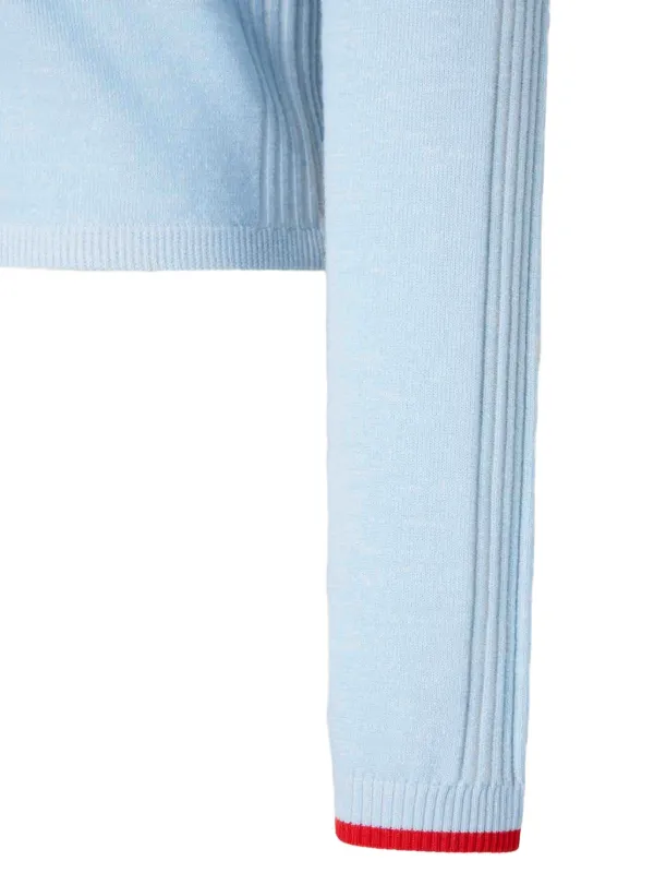 Casablanca Zip Embroidered Cardigan | Blue | FARFETCH