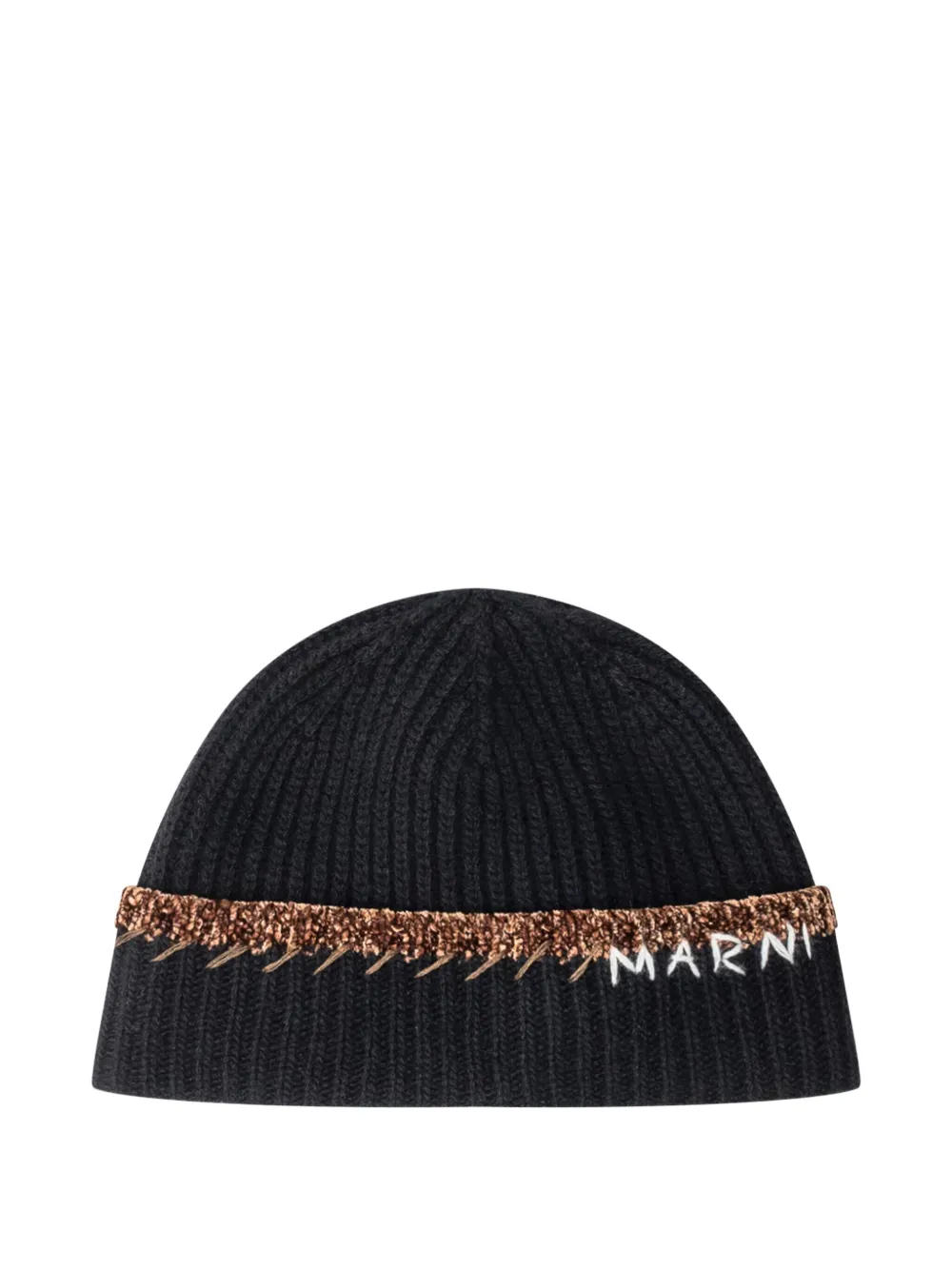 Marni ribbed trim beanie - Zwart