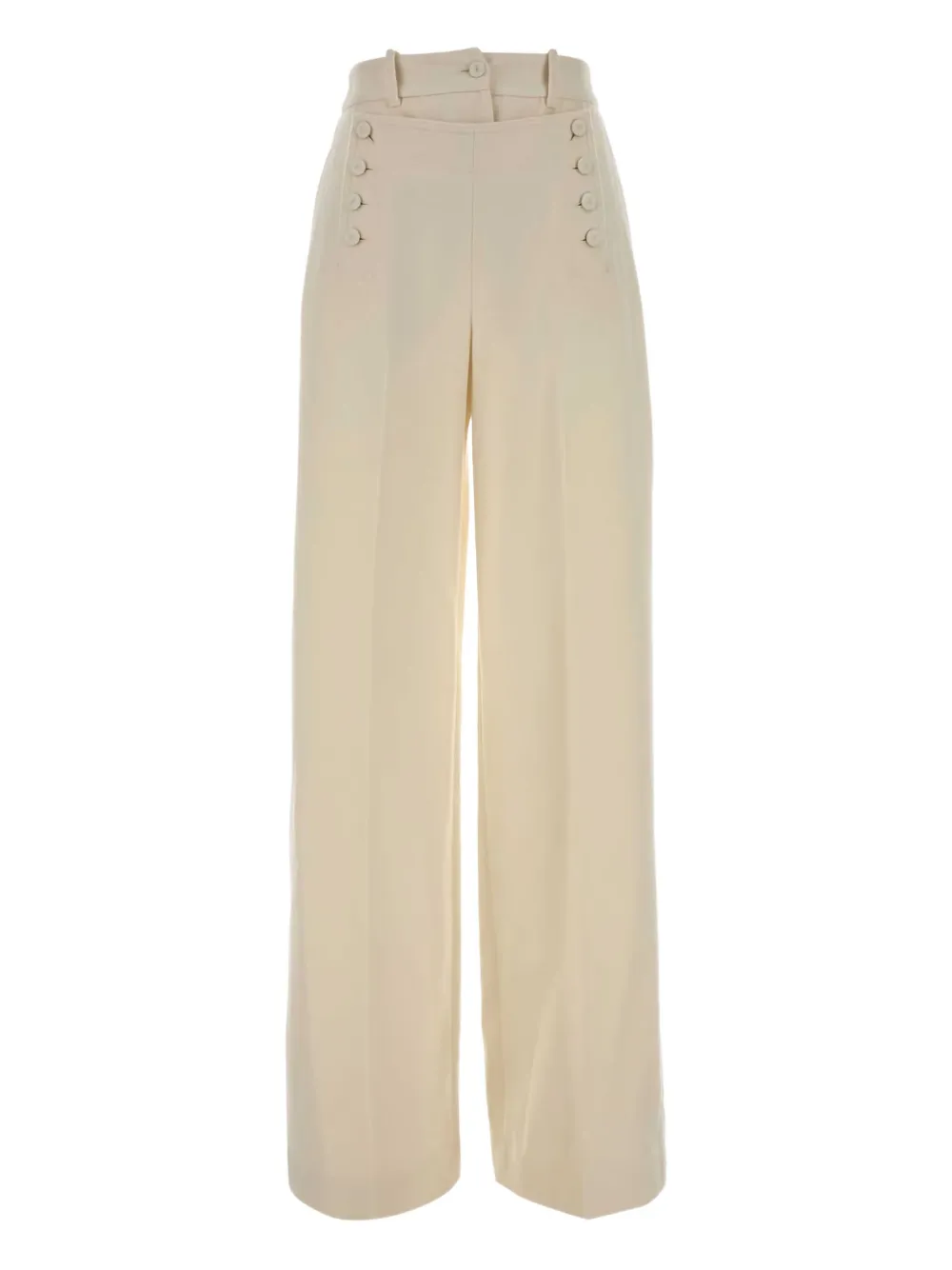 Ermanno Scervino Ivory Wool Palazzo Pant In Brown