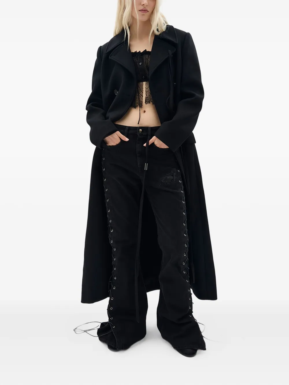 Ann Demeulemeester Melton Wool Coat In Blue