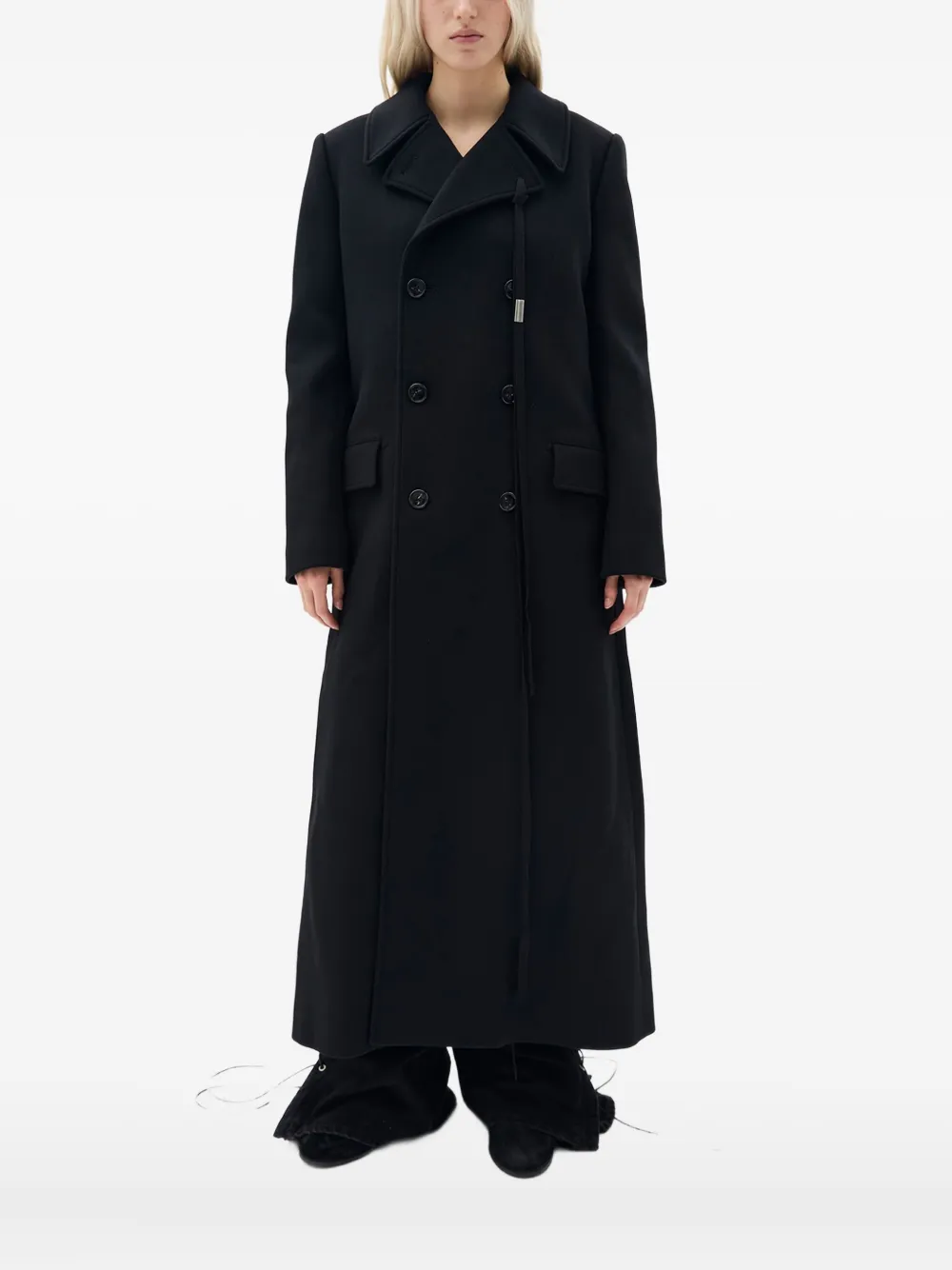 Ann Demeulemeester Melton Wool Coat In Blue