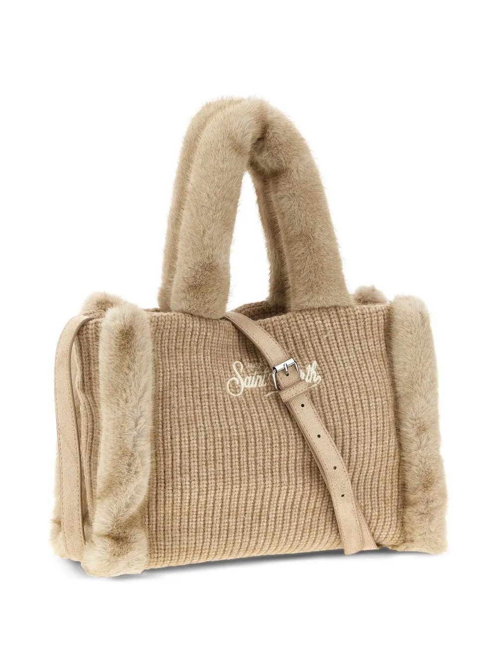 MC2 Saint Barth Colette gebreide shopper met lammy afwerking - Beige