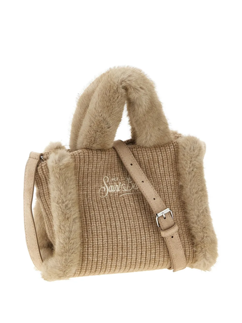 Mc2 Saint Barth Vanity Mini Shearling Rib Hand Bags Beige In Neutral