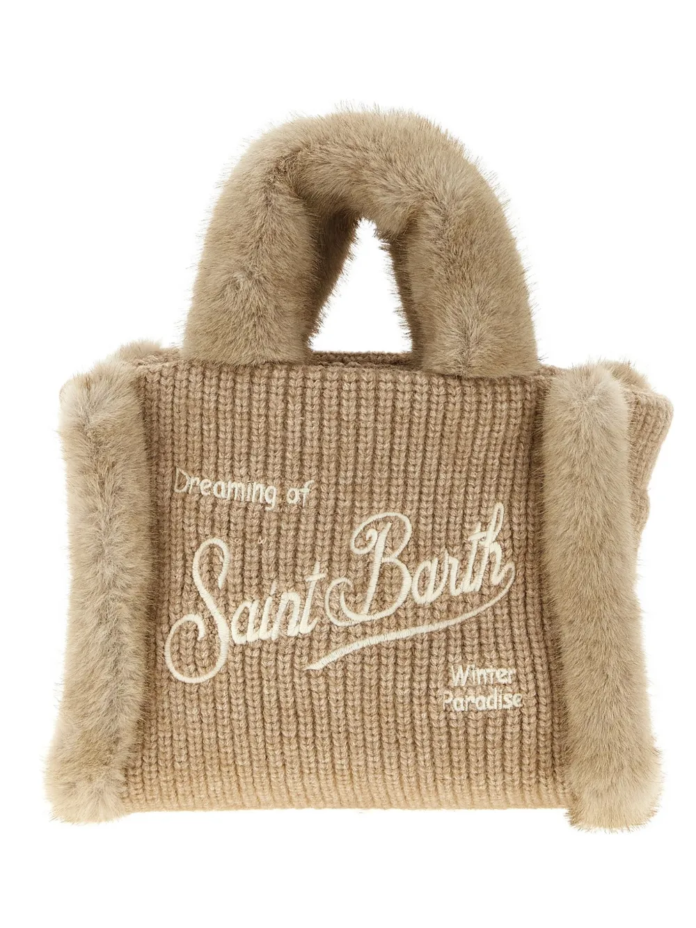 Mc2 Saint Barth Vanity Mini Shearling Rib Hand Bags Beige In Neutral