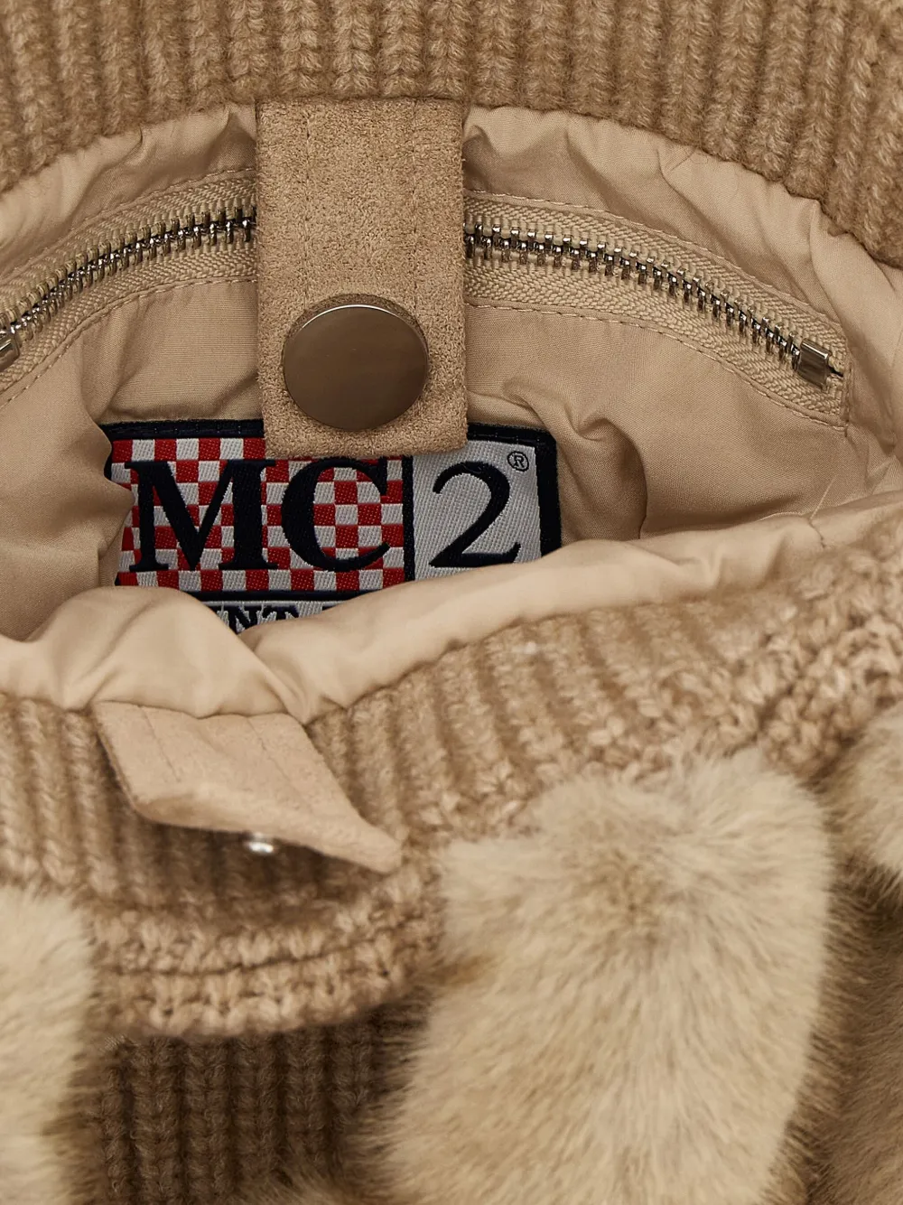 Mc2 Saint Barth Vanity Mini Shearling Rib Hand Bags Beige In Neutral