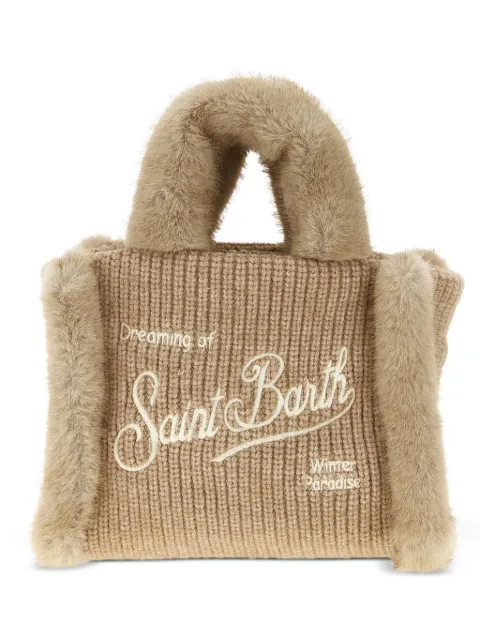 MC2 Saint Barth shearling-trim logo-detail mini tote bag 