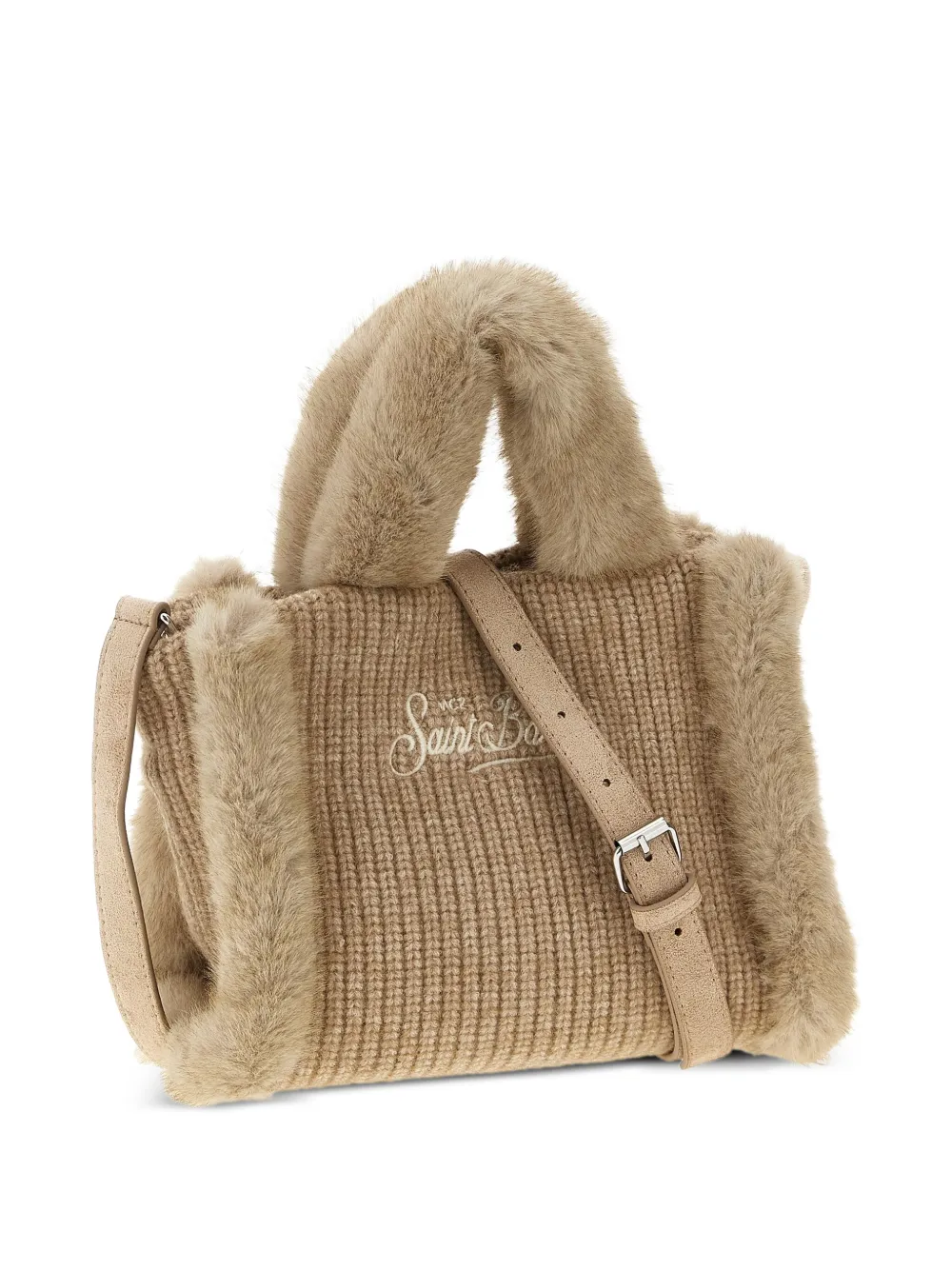 MC2 Saint Barth Mini-shopper met lammy afwerking en logodetail - Beige