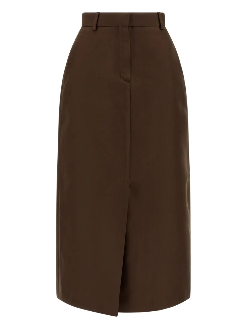 Brioni Violante Silk Midi Skirt In Brown