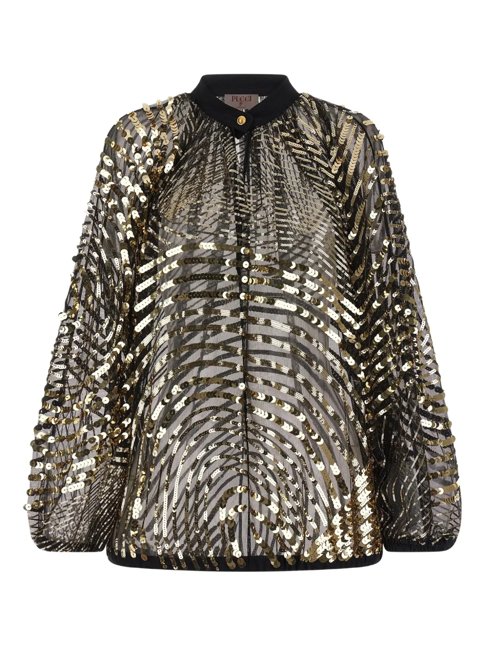 Pucci Sheer Blouse With Long Sleeves And Sequins In Black